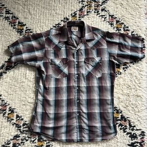 Short Sleeve Pearl Snap Plaid Western Shirt